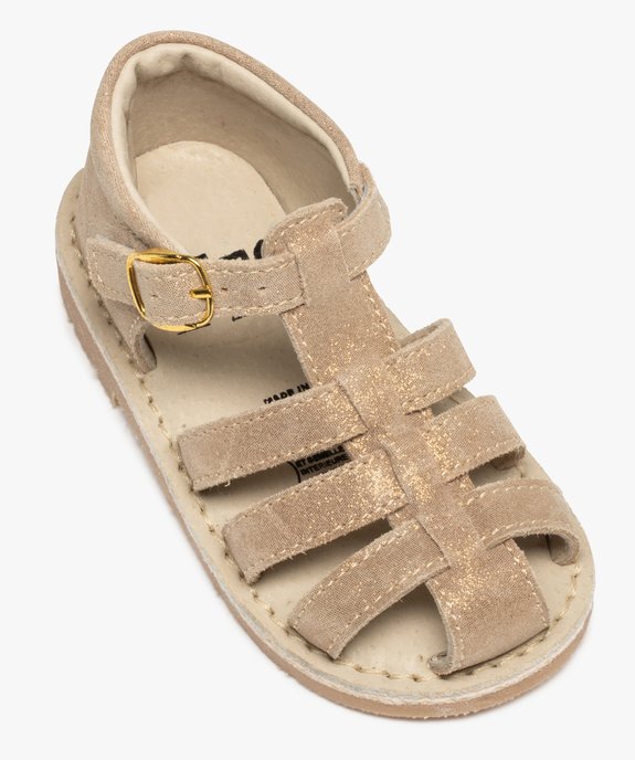 Sandales bébé fille à brides en cuir finement pailletées vue5 - GEMO(BEBE DEBT) - GEMO