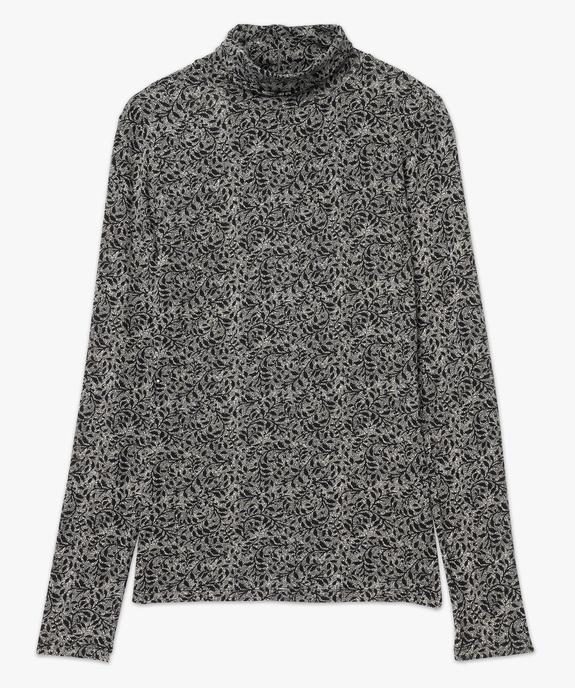 Tee-shirt manches longues et col roulé imprimé femme vue4 - GEMO 4G FEMME - GEMO