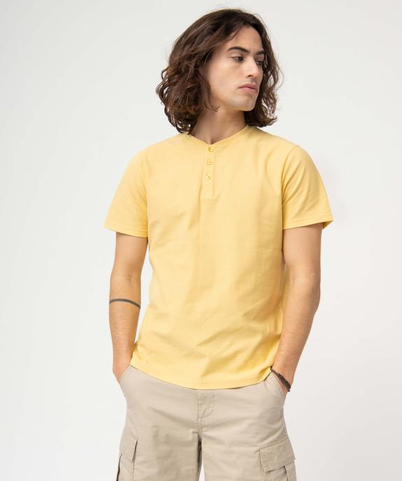 Tee-shirt homme col tunisien en maille texturée vue2 - GEMO (HOMME) - GEMO