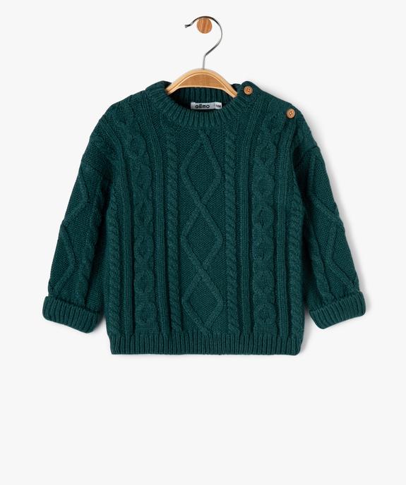 Pull torsadé col rond bébé garçon vue1 - GEMO(BEBE DEBT) - GEMO