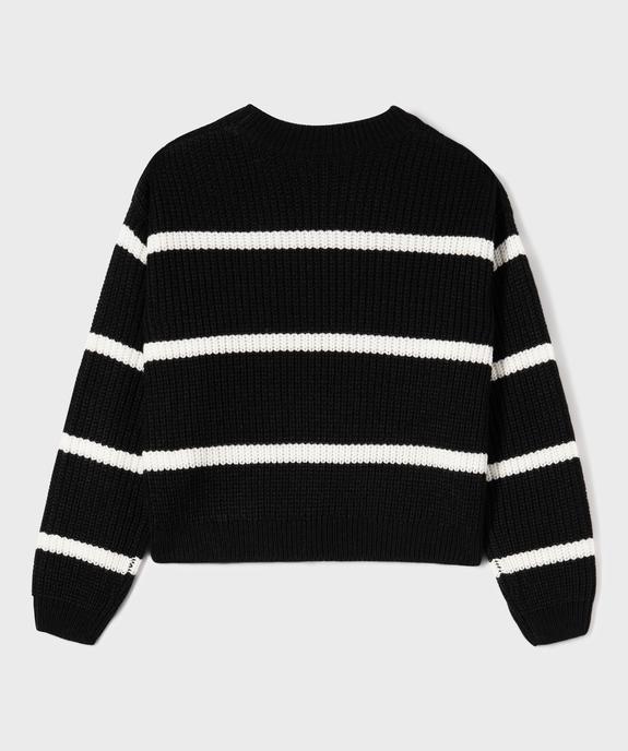 Pull ample et court à rayures en grosse maille fille vue4 - GEMO (JUNIOR) - GEMO