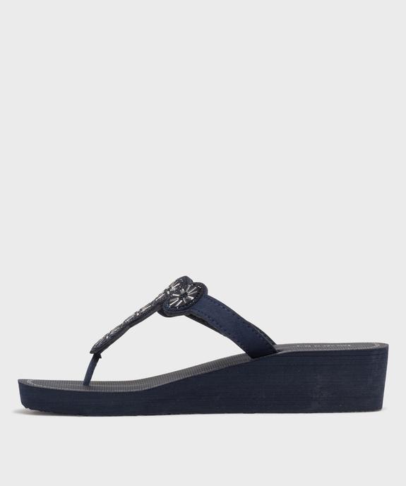 Tongs de plage à talon compensé femme - Isotoner vue3 - ISOTONER - GEMO