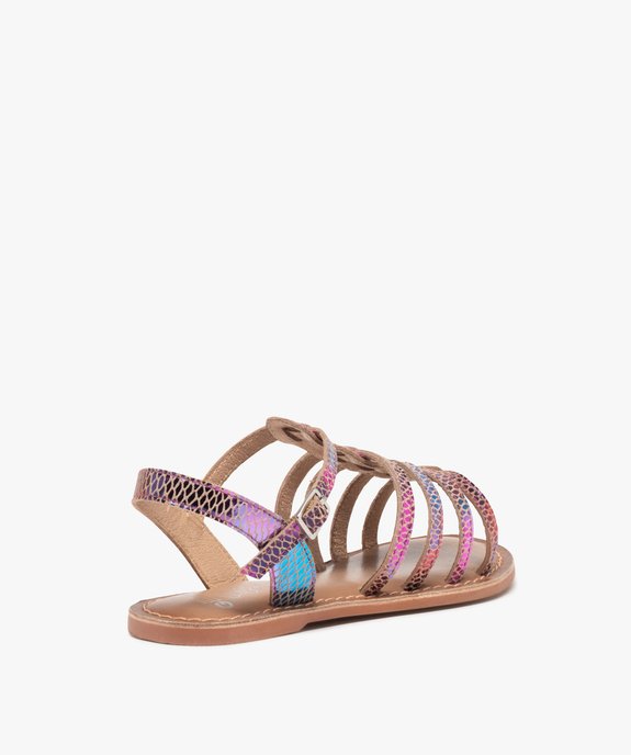 Sandales fille style spartiates multicolores cuir brillant vue4 - GEMO (ENFANT) - GEMO