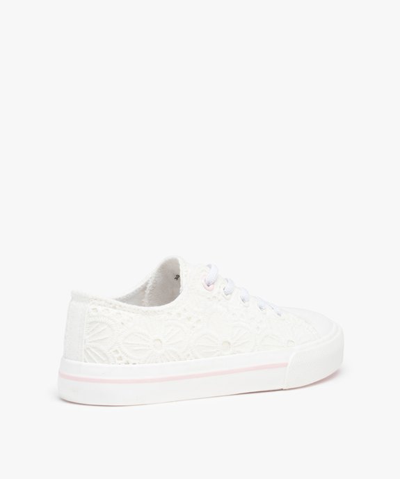 Baskets fille en dentelle anglaise unie et lacets élastiques vue4 - GEMO 4G FILLE - GEMO