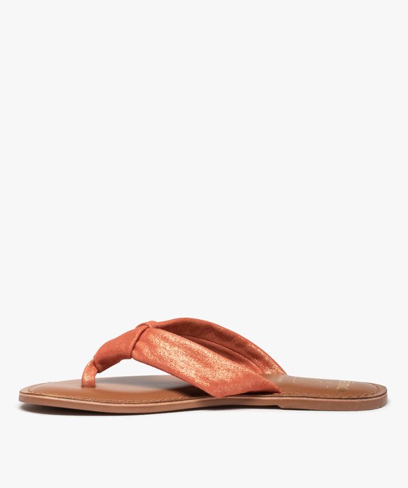 Tongs femme à large bride en cuir finement pailleté vue3 - GEMO (CASUAL) - GEMO