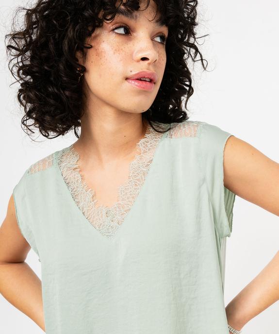 Tee-shirt sans manches multimatière à dentelle femme vue2 - GEMO 4G FEMME - GEMO