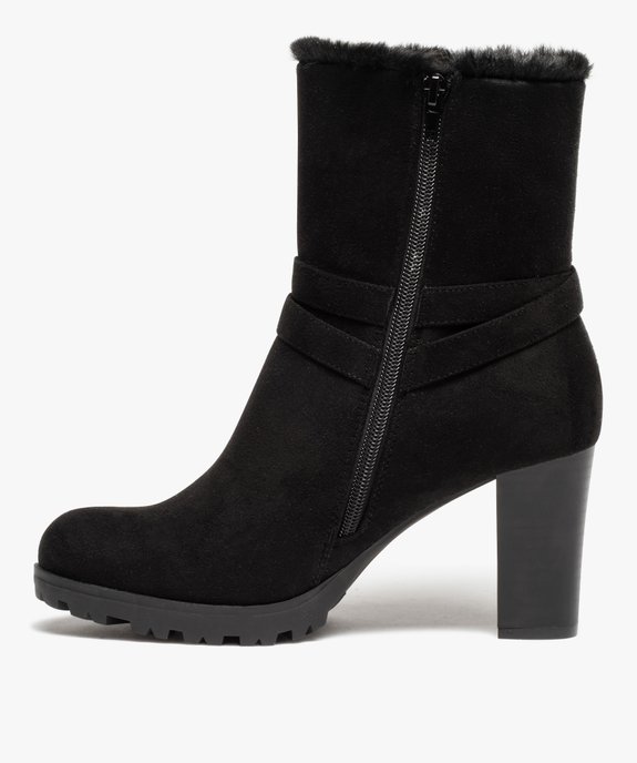 Boots femme à talon dessus suédine et intérieur doux  vue3 - GEMO(URBAIN) - GEMO
