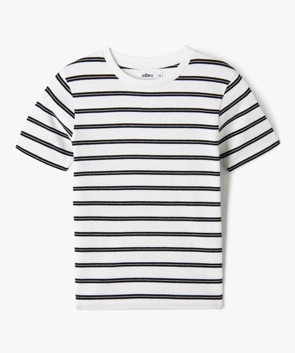 Tee-shirt à manches courtes en maille côtelée fille vue1 - GEMO 4G FILLE - GEMO
