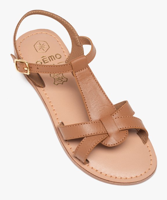 Sandales fille en cuir uni à brides croisées et bride cheville vue5 - GEMO (ENFANT) - GEMO