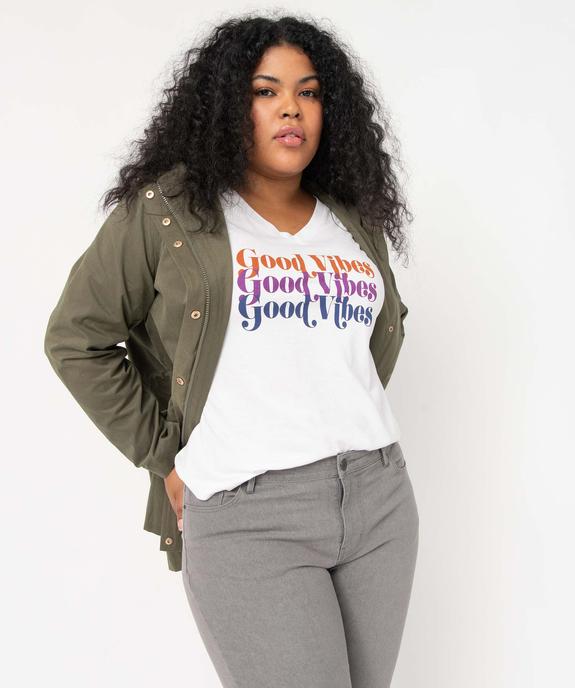 Tee-shirt femme grande taille loose à manches courtes et motif vue5 - GEMO (G TAILLE) - GEMO