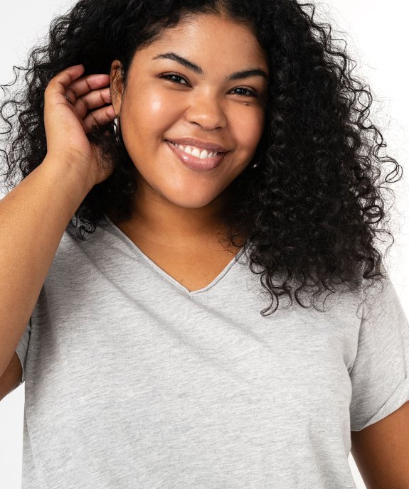 Tee-shirt manches courte à col V femme grande taille vue2 - GEMO (G TAILLE) - GEMO