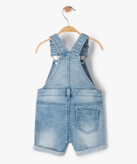 Salopette bébé garçon courte en jean délavé vue4 - GEMO(BEBE DEBT) - GEMO