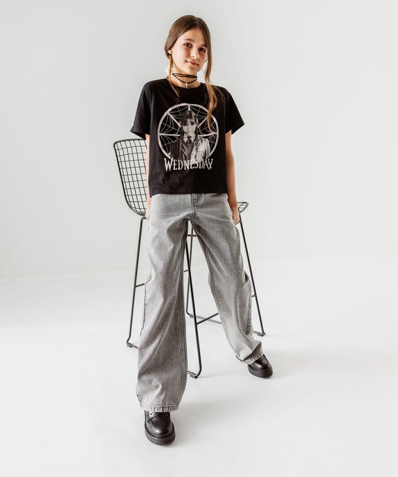 Jean Straight délavé avec taille ajustable fille vue6 - GEMO (JUNIOR) - GEMO