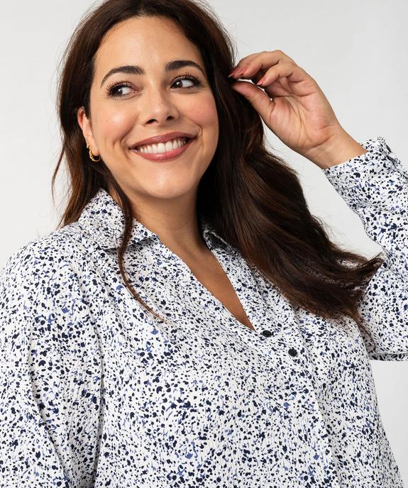 Chemise manches longues en tissu froissé et imprimé femme grande taille vue2 - GEMO (G TAILLE) - GEMO