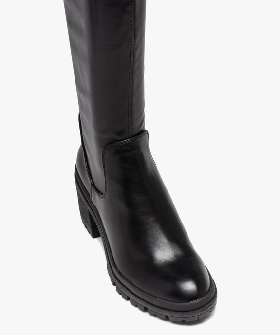 Bottes femme unies à talon carré et semelle crantée col stretch vue5 - GEMO(URBAIN) - GEMO