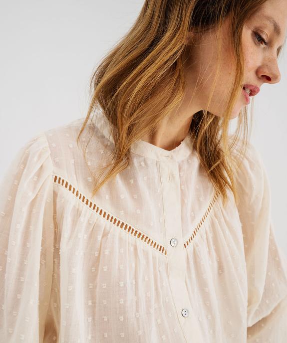 Blouse fluide à motifs plumetis et fronces femme vue2 - GEMO 4G FEMME - GEMO