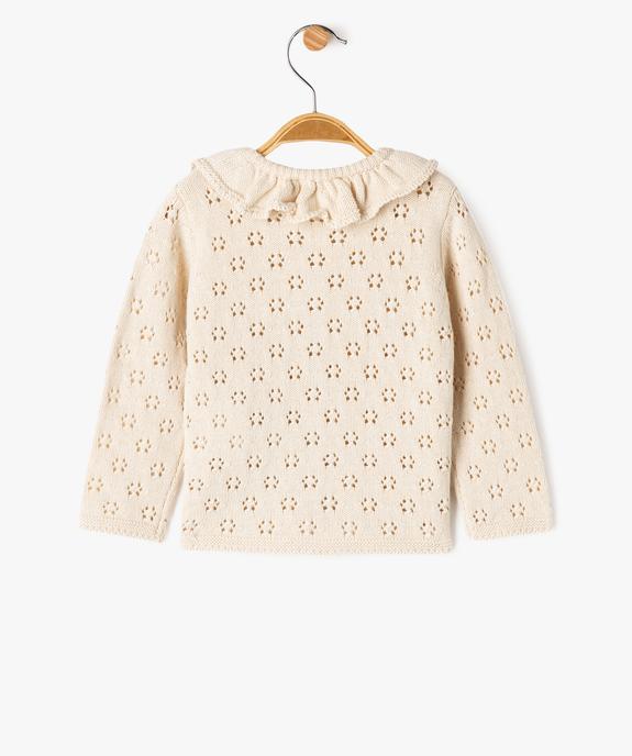 Gilet en maille ajourée avec col à volant bébé fille vue5 - GEMO 4G BEBE - GEMO