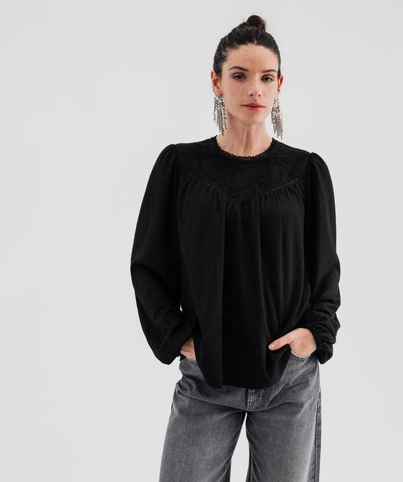 Blouse ample et extensible avec plastron brodé femme vue4 - GEMO 4G FEMME - GEMO