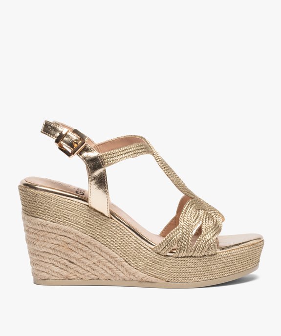Sandales femme à talon compensé et brides en cordelette vue3 - GEMO(URBAIN) - GEMO