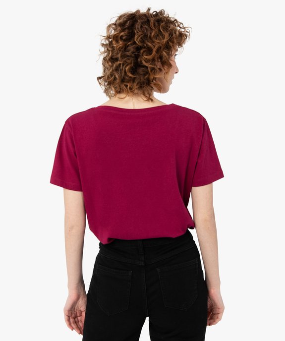 Tee-shirt femme à manches courtes avec col V vue3 - GEMO(FEMME PAP) - GEMO