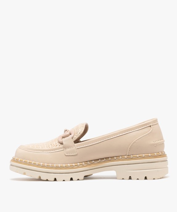 Mocassins chunky avec dessus aspect raphia femme vue3 - FOLLOW ME - GEMO
