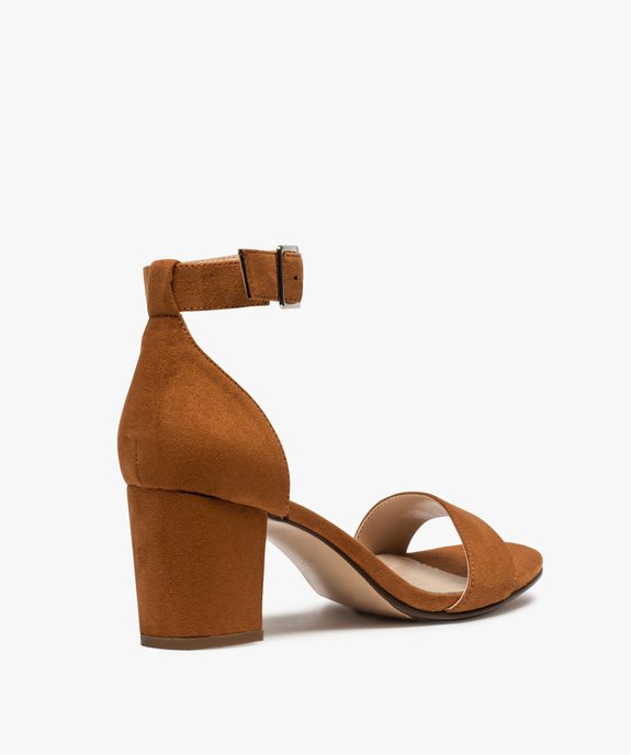 Sandales femme à talon large et bride cheville dessus suédine vue4 - GEMO(URBAIN) - GEMO