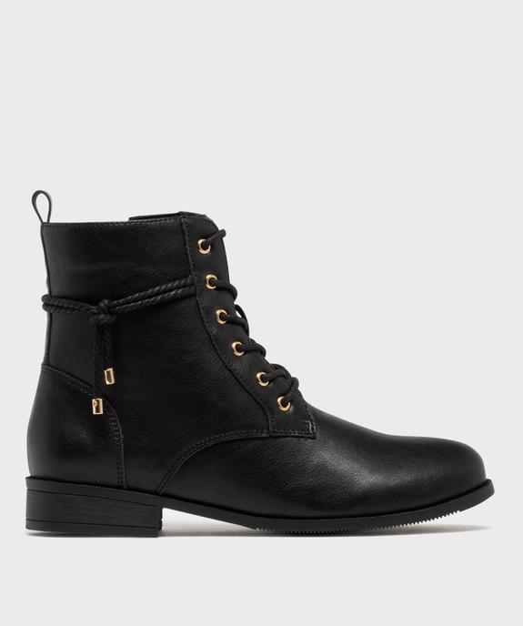 Boots femme à talon plat avec cordelette tressée et nouée embouts dorés vue8 - GEMO (CASUAL) - GEMO