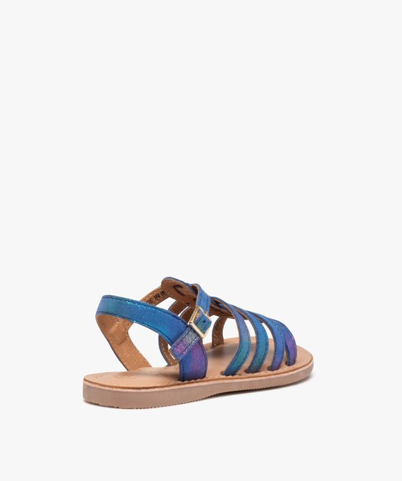 Sandales filles à brides multiples en cuir irisé vue4 - GEMO (ENFANT) - GEMO