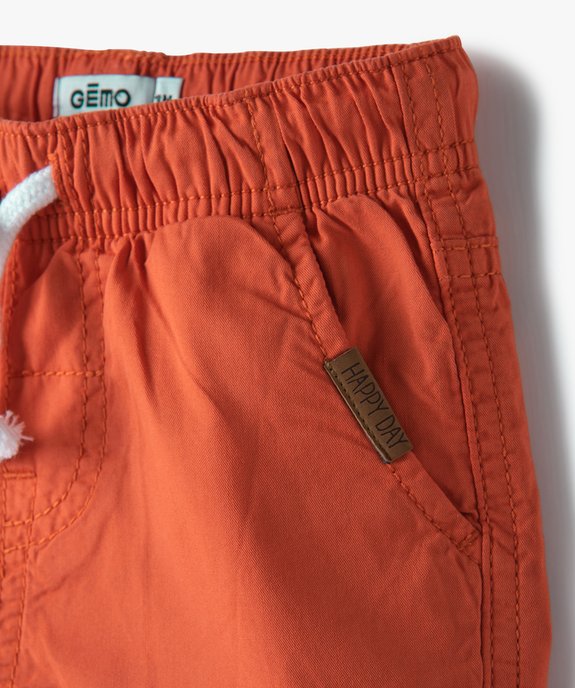 Bermuda en toile à taille élastiquée bébé garçon vue2 - GEMO 4G BEBE - GEMO