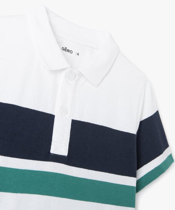 Polo garçon à manches courtes et larges rayures vue2 - GEMO (ENFANT) - GEMO