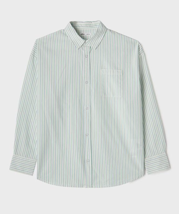 Chemise manches longues rayée en coton fille vue1 - GEMO (JUNIOR) - GEMO