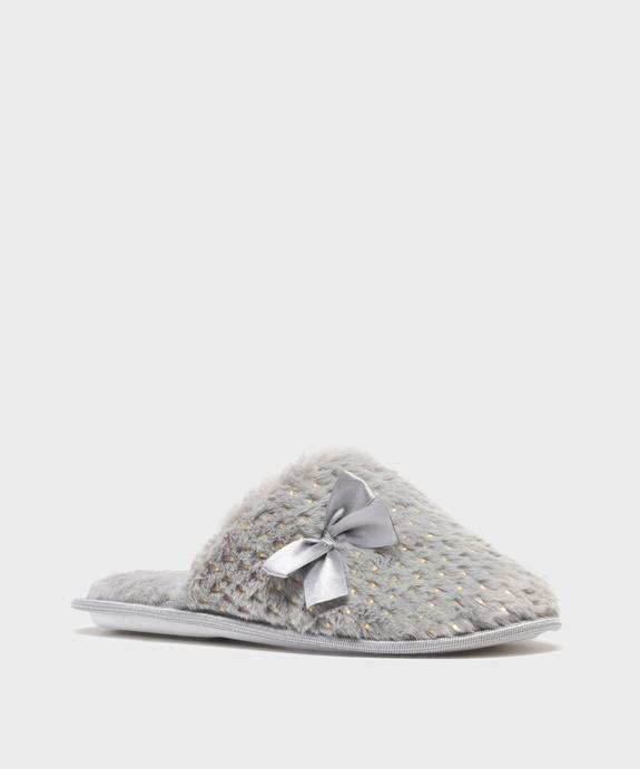 Chaussons mules en fourrure imitation à pois dorés femme vue2 - GEMO 4G FEMME - GEMO