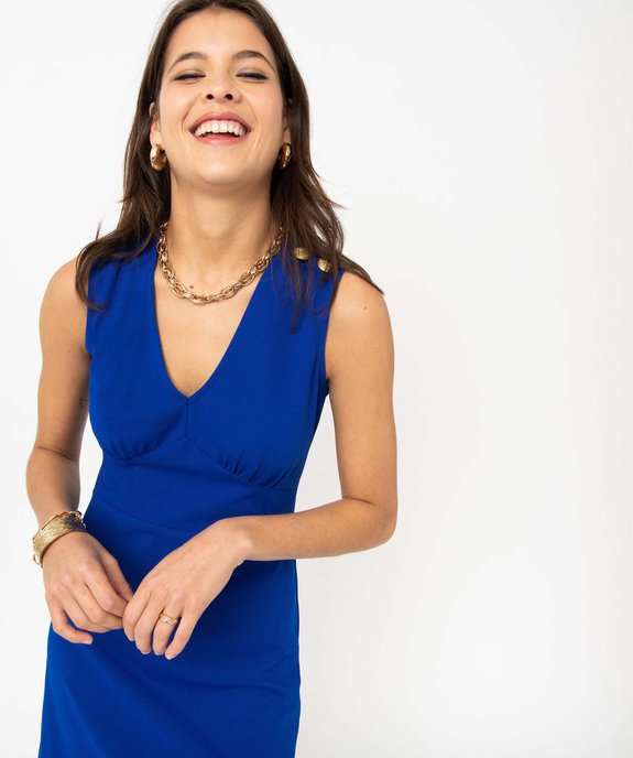 Robe empire courte sans manches unie femme vue2 - GEMO(FEMME PAP) - GEMO