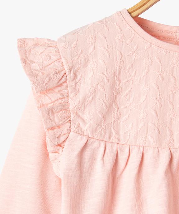 Tee-shirt manches longues avec volants aux épaules bébé fille vue2 - GEMO(BEBE DEBT) - GEMO