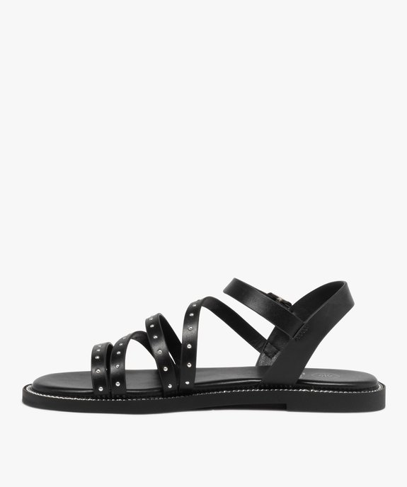 Sandales plates à brides cloutées femme vue3 - GEMO (CASUAL) - GEMO