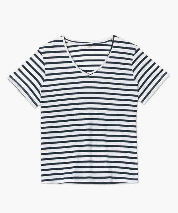 Tee-shirt femme grande taille à col V et manches courtes vue4 - GEMO (G TAILLE) - GEMO