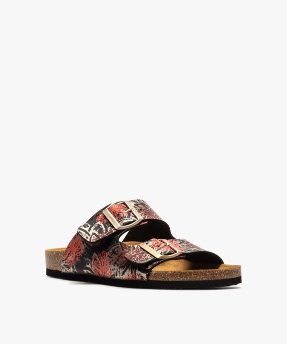 Mules femme à talon plat et double bride à boucle vue2 - GEMO (CASUAL) - GEMO