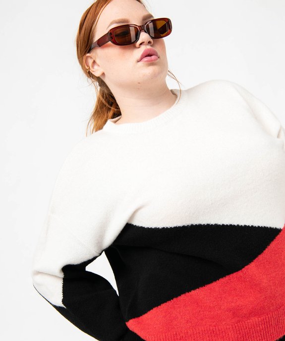 Pull à col rond à motifs graphiques femme grande taille vue2 - GEMO (G TAILLE) - GEMO