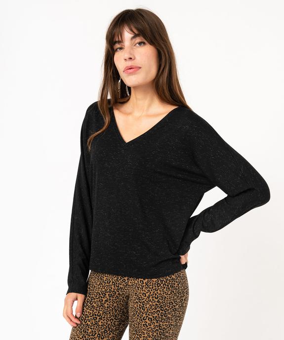Tee-shirt à manches longues à double col V femme vue1 - GEMO(FEMME PAP) - GEMO