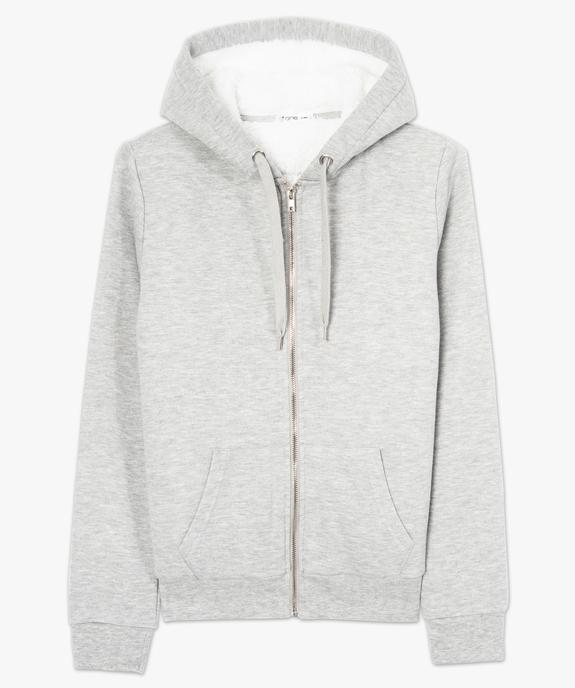 Sweat femme à capuche doublé sherpa et zippé sur l'avant vue4 - FOLLOW ME - GEMO