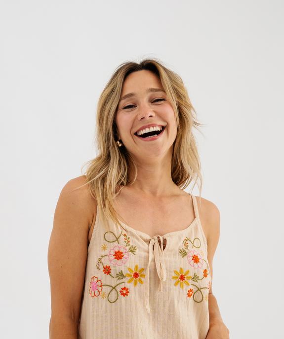 Nuisette en coton avec motifs brodés femme vue2 - GEMO(HOMWR FEM) - GEMO