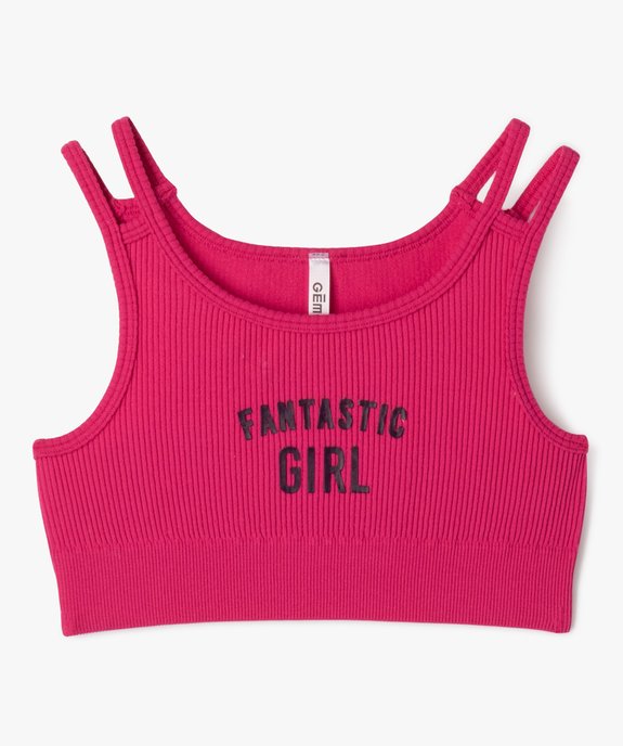 Débardeur de sport court en maille côtelée fille vue1 - GEMO (ENFANT) - GEMO