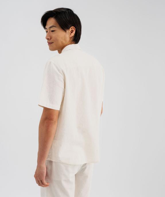 Chemise à manches courtes en lin et coton coupe regular homme vue3 - GEMO 4G HOMME - GEMO
