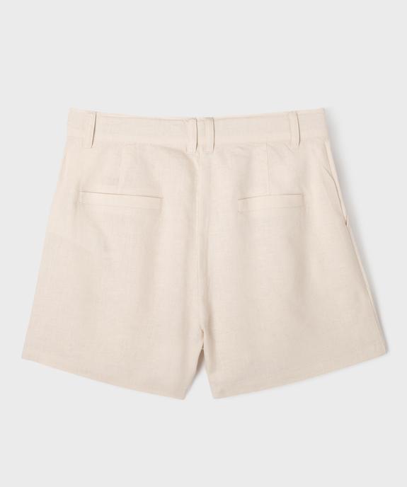 Short à pinces en viscose et lin fille vue4 - GEMO 4G FILLE - GEMO