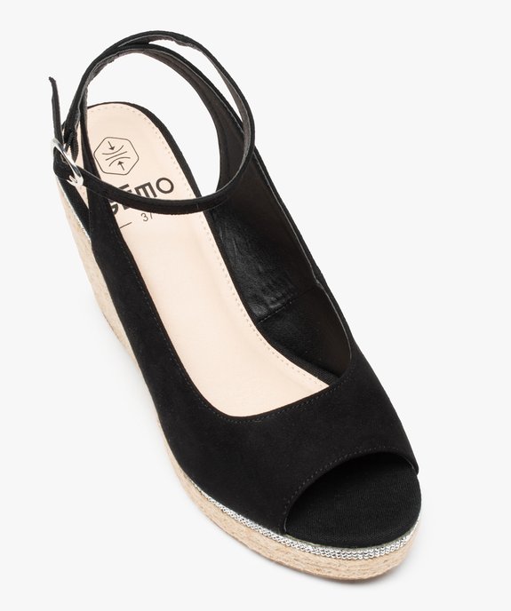 Sandales femme compensées en suédine unie et strass vue5 - GEMO 4G FEMME - GEMO
