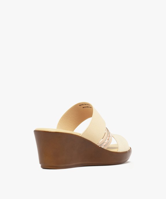 Mules femme à talon compensé avec brides élastiques et strass vue4 - GEMO(URBAIN) - GEMO