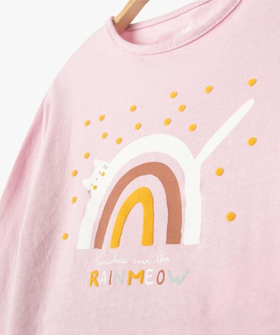 Tee-shirt bébé fille à manches longues imprimé à fentes latérales vue2 - GEMO(URBAIN) - GEMO