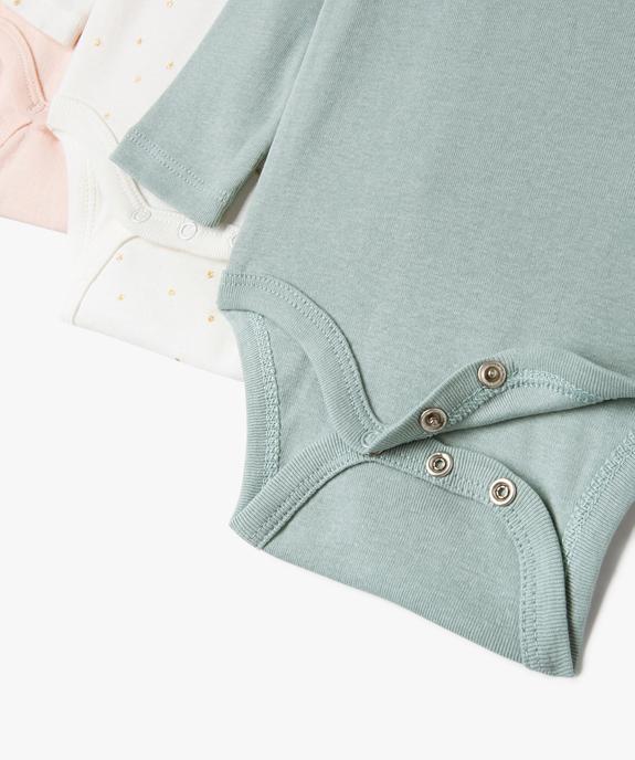 Body à manches longues avec motifs pailletés bébé fille (lot de 3) vue3 - GEMO 4G BEBE - GEMO