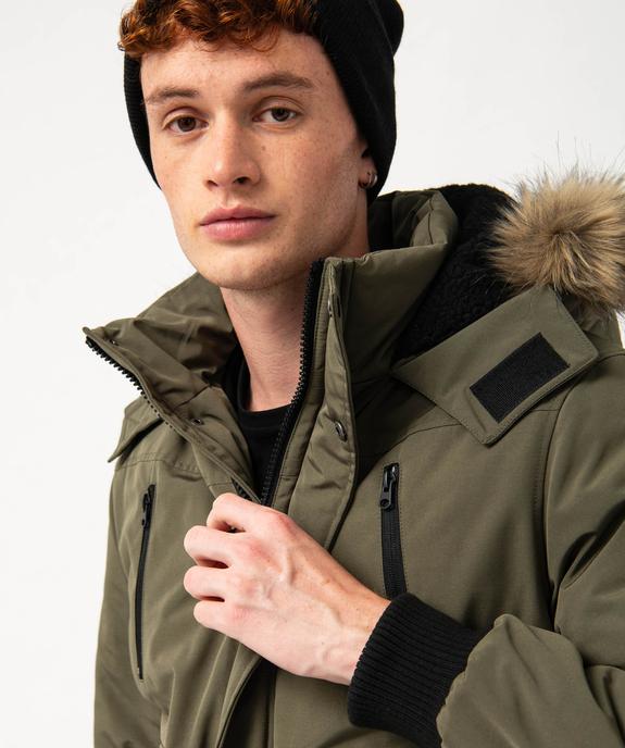 Blouson matelassé à capuche bordée de fourrure imitation homme vue2 - GEMO 4G HOMME - GEMO