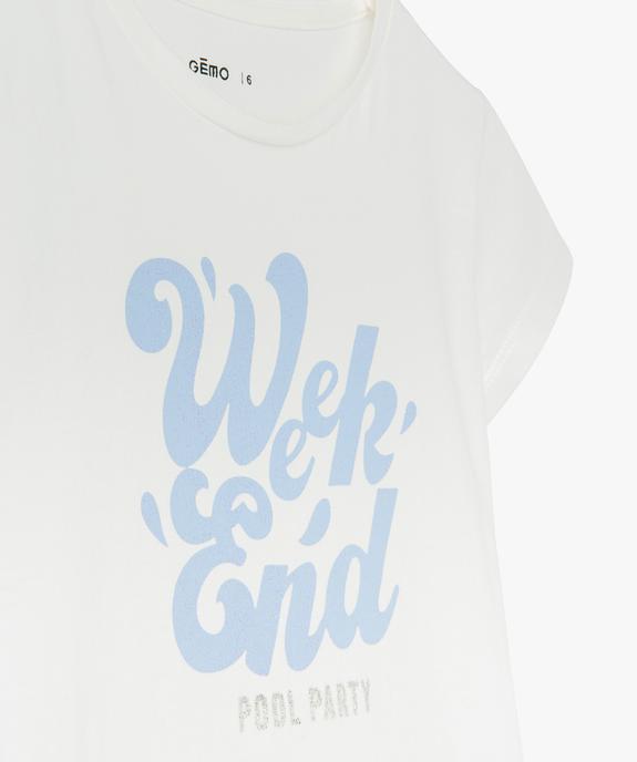 Tee-shirt fille pastel à motif pailleté vue2 - GEMO (ENFANT) - GEMO